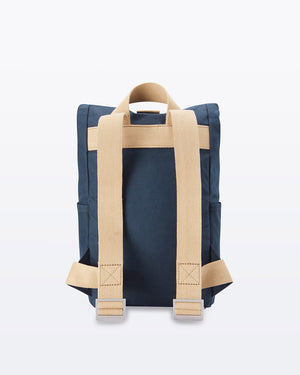 best mini backpack canvas Roll Top Mini Organic Cotton Backpack – Navy I The Level Collective