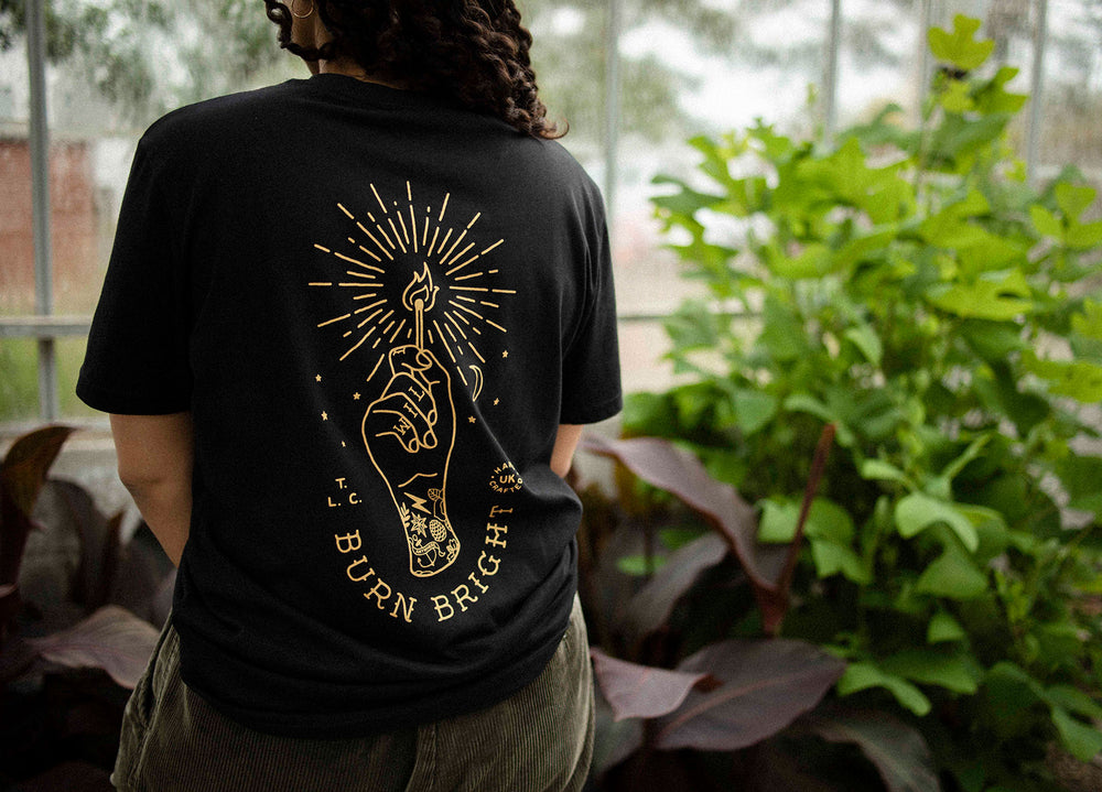 Black Organic Cotton T-shirt – Burn Bright